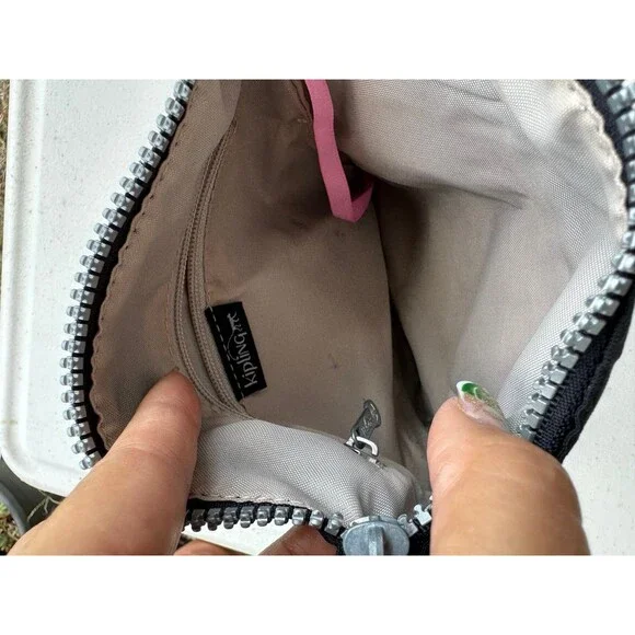 Kipling Keiko Black Crinkled Nylon Adjustable Travel Slim Crossbody Bag - Picture 4 of 6